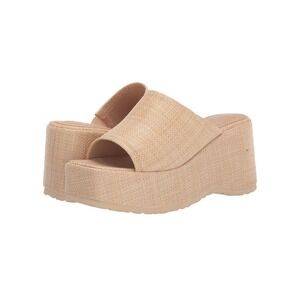 Woven Platform Wedge Sandals Slides Women's Size 9.5 Beige Summer Shoes‎